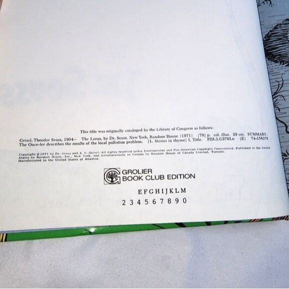 Vintage "The Lorax" by Dr. Seuss, Copyright 1971 Children's Book - Picture 3 of 7